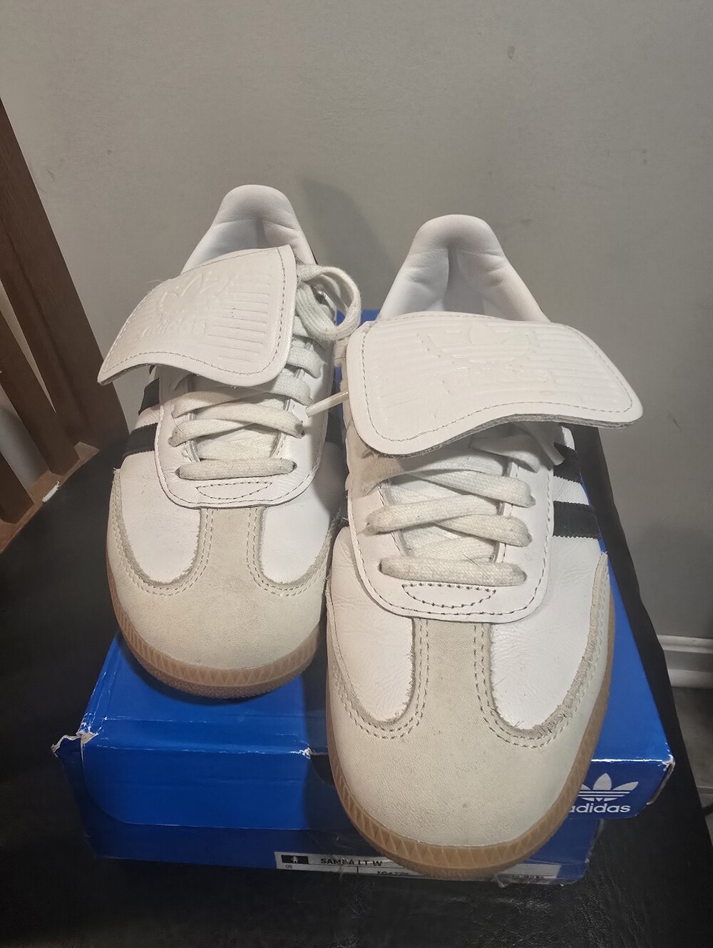 adidas Women White Sneakers with Black Stripes and Gum Sole - Picture 3 of 8